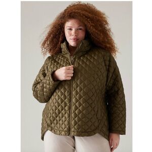NWT Athleta Womens Featherless Quilted Jacket in Olive